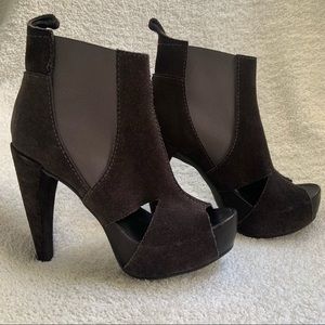 Pedro Garcia Abbie Suede Platform Peeptoe Bootie Sandal